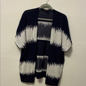 NWOT Chico's Easywear Navy & White Open-Front Cardigan Large